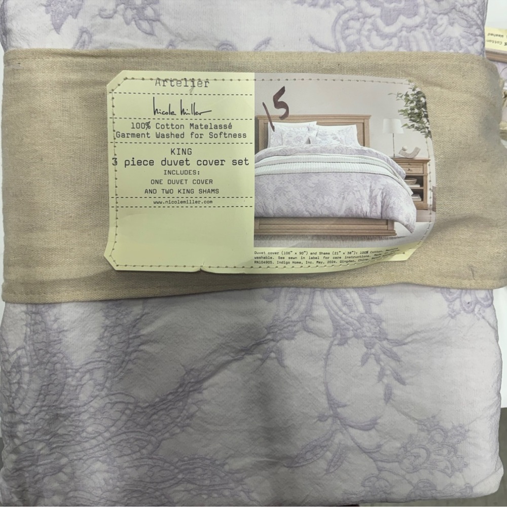 Nicole Miller Lavender Duvet Cover Set - King NWT